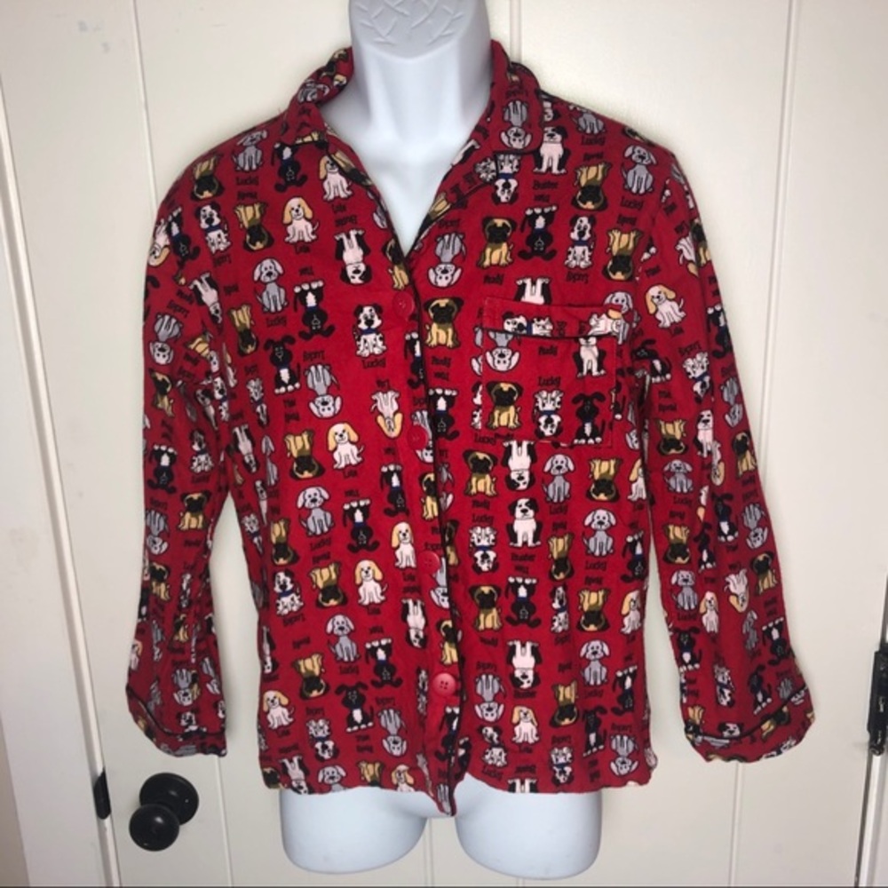 Character Sleep Shirt Women's Small Red w/Dogs Animal‎ Print
